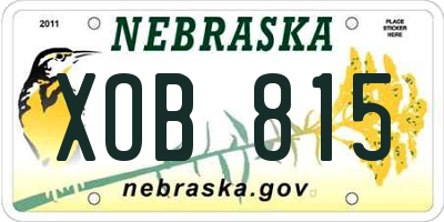 NE license plate XOB815