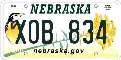 NE license plate XOB834