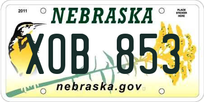 NE license plate XOB853