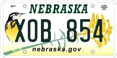 NE license plate XOB854