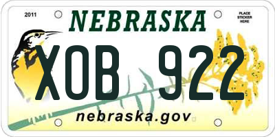 NE license plate XOB922