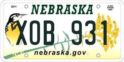 NE license plate XOB931