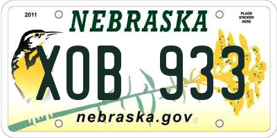 NE license plate XOB933