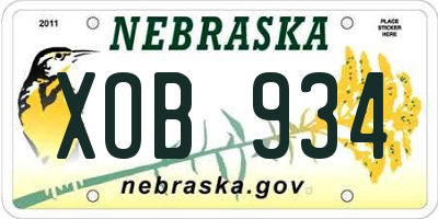 NE license plate XOB934