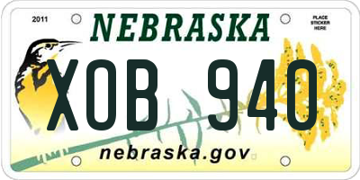 NE license plate XOB940
