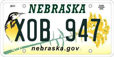 NE license plate XOB947
