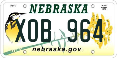 NE license plate XOB964