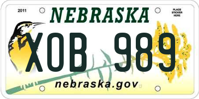 NE license plate XOB989