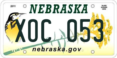 NE license plate XOC053