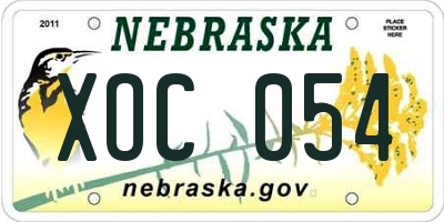 NE license plate XOC054