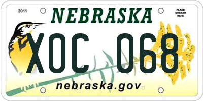 NE license plate XOC068