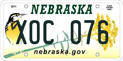 NE license plate XOC076