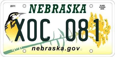 NE license plate XOC081