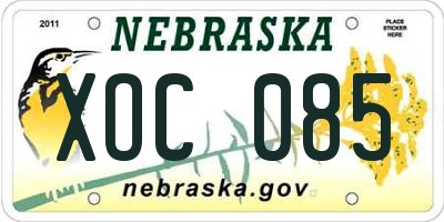 NE license plate XOC085