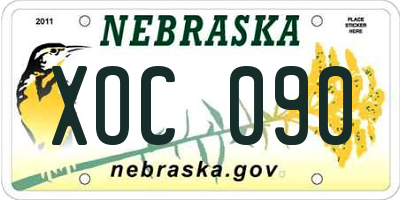 NE license plate XOC090