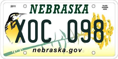 NE license plate XOC098