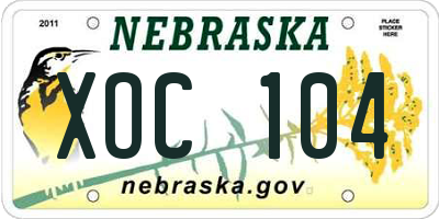 NE license plate XOC104