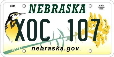 NE license plate XOC107