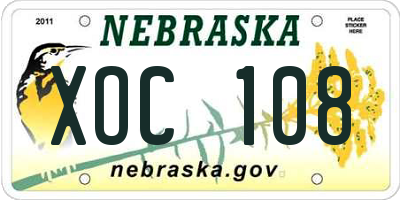 NE license plate XOC108