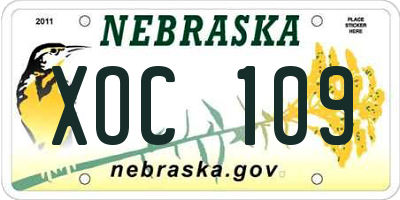 NE license plate XOC109