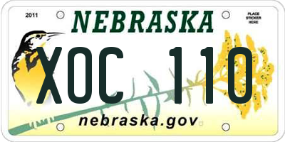 NE license plate XOC110