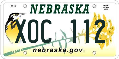 NE license plate XOC112