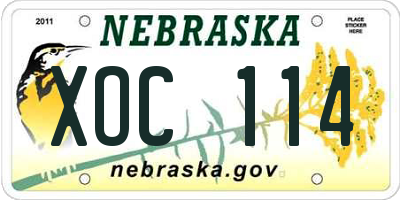 NE license plate XOC114