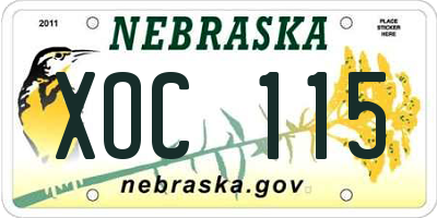 NE license plate XOC115