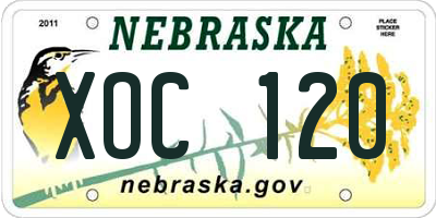 NE license plate XOC120