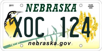 NE license plate XOC124