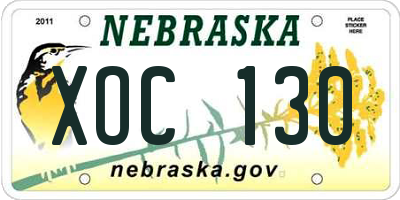 NE license plate XOC130