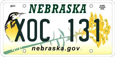 NE license plate XOC131