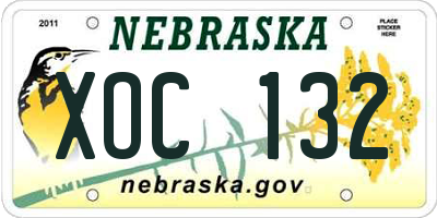 NE license plate XOC132