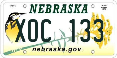 NE license plate XOC133