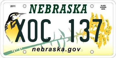 NE license plate XOC137