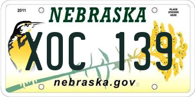 NE license plate XOC139
