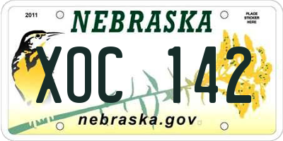 NE license plate XOC142