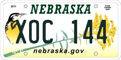 NE license plate XOC144
