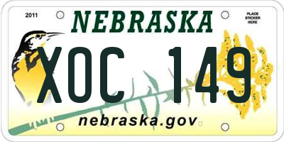 NE license plate XOC149