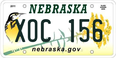 NE license plate XOC156