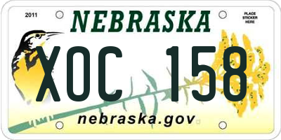 NE license plate XOC158