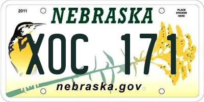 NE license plate XOC171