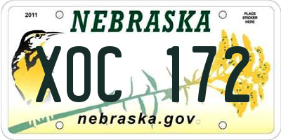NE license plate XOC172
