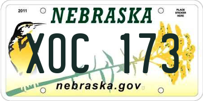 NE license plate XOC173