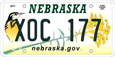 NE license plate XOC177
