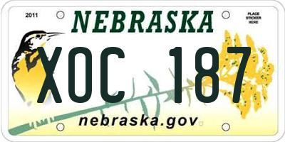 NE license plate XOC187