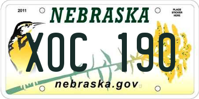 NE license plate XOC190