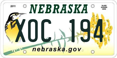 NE license plate XOC194