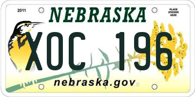 NE license plate XOC196