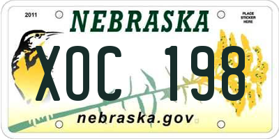 NE license plate XOC198